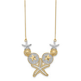 14k & Rhodium Diamond-cut Starfish and Sand Dollar Necklace